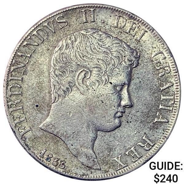 1833 Naples Silver 120 Grana CLOSELY UNCIRCULATED