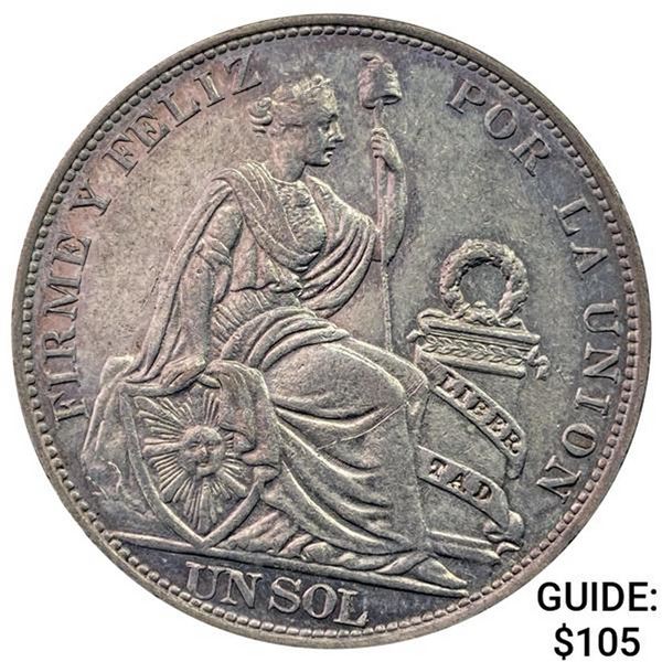 1916 Peru Silver Un Sol CLOSELY UNCIRCULATED