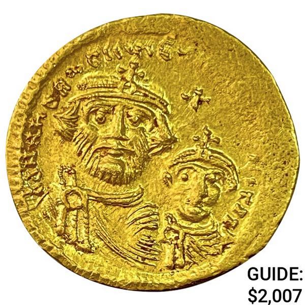 Byzantine Heraclius/Her. Constan Gold Solidus UNCIRCULATED
