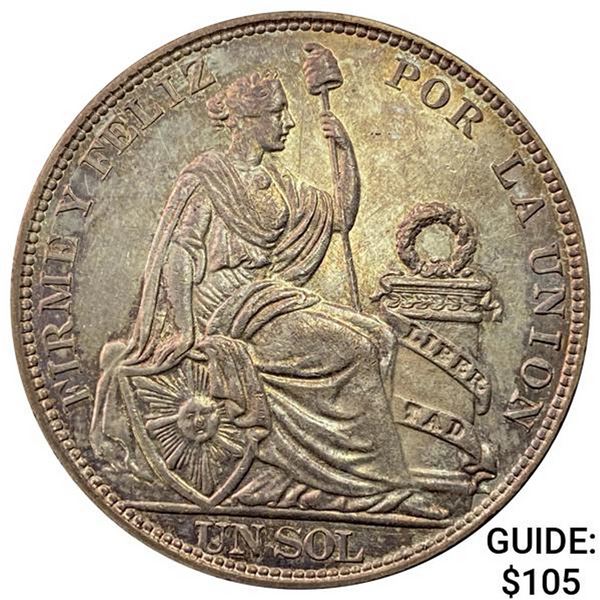 1915 Peru Silver Un Sol CLOSELY UNCIRCULATED