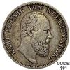 1877-F Wurttemberg Silver 2 Mark NEARLY UNCIRCULATED