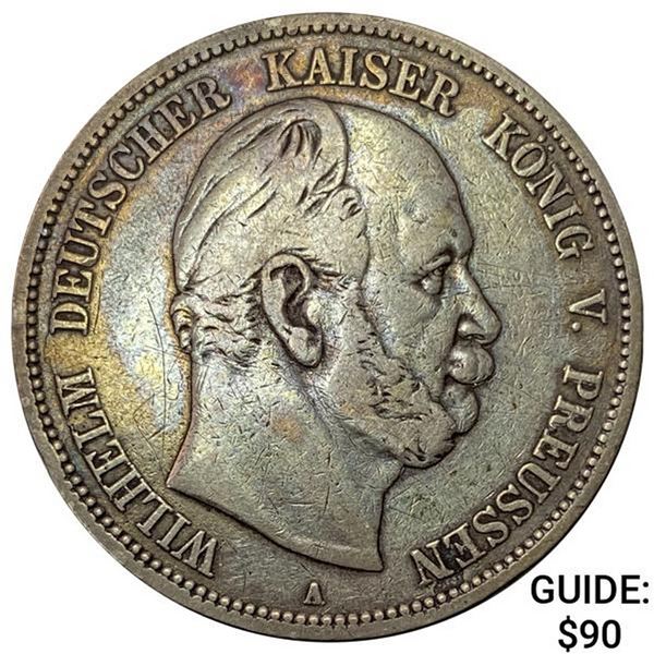 1876-A Prussia Silver Thaler NEARLY UNCIRCULATED