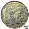 Image 1 : 1936-F Germany Silver 5 Reichsmark CLOSELY UNCIRCULATED