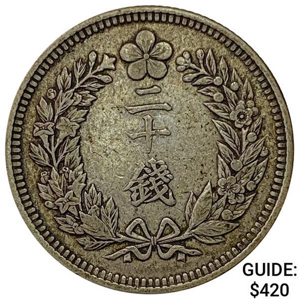 1906 Korea Silver 20 Chon NEARLY UNCIRCULATED