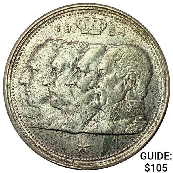 1954 Belgian Silver 100 Francs UNCIRCULATED