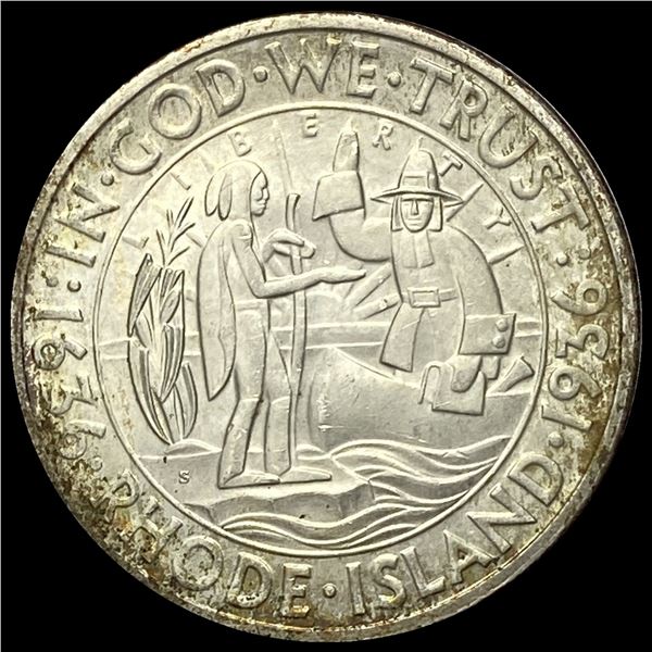1936-S Silver Rhode Island Tercentenary Half Dollar GEM BU