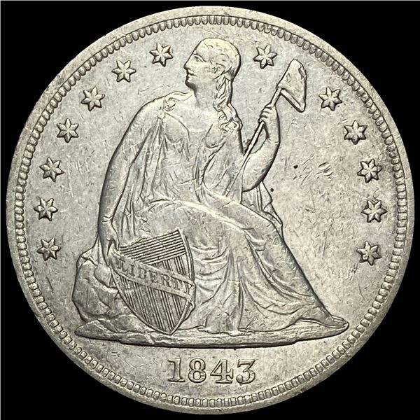 1843-O Silver Seated Liberty Dollar NEARLY UNCIRCULATED
