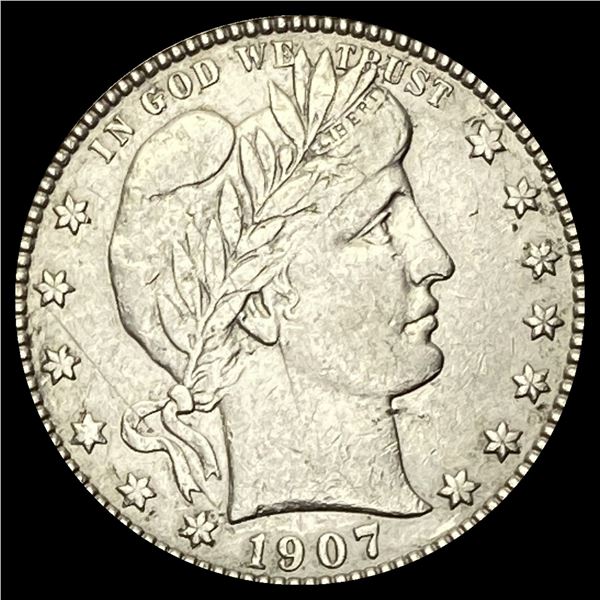 1907-D Barber Silver Quarter NEARLY UNC