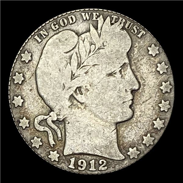 1912-S Silver Barber Quarter NICELY CIRCULATED
