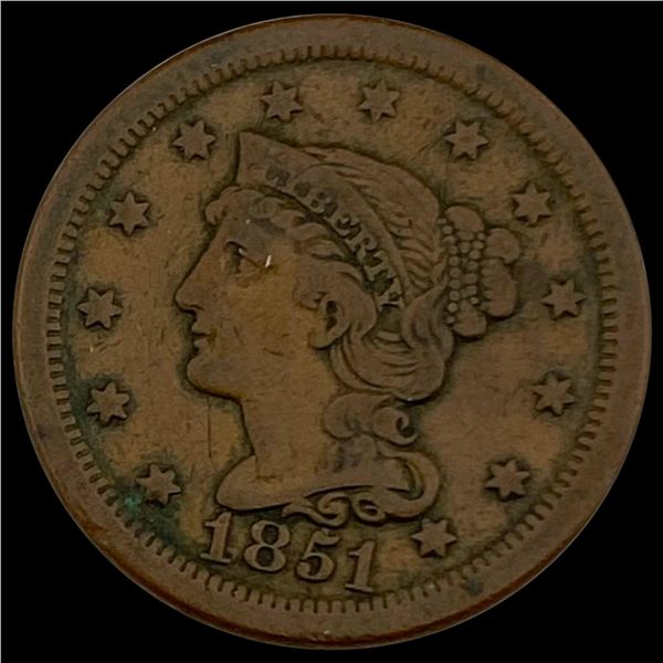 1851 Braided Hair Large Cent LIGHTLY CIRCULATED LIGHTLY CIRCULATED