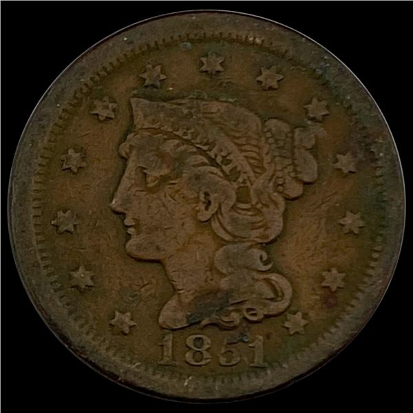 1851 Braided Hair Large Cent NICELY CIRCULATED NICELY CIRCULATED