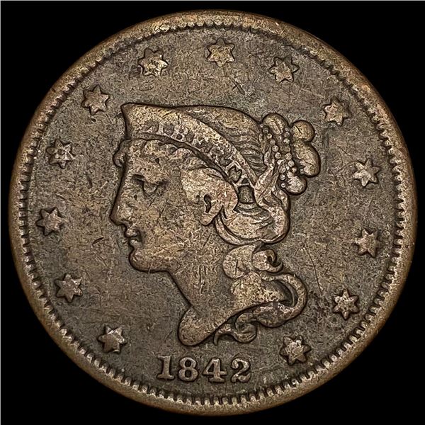 1842 Braided Hair Large Cent NICELY CIRCULATED NICELY CIRCULATED