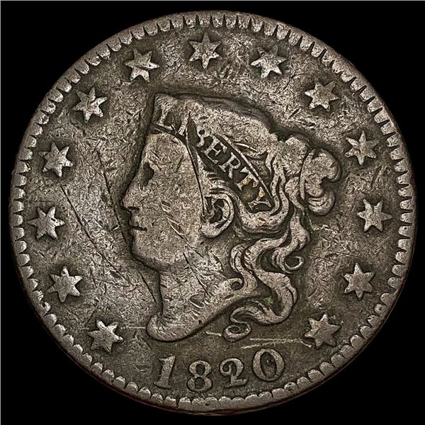 1820 Coronet Head Large Cent NICELY CIRCULATED NICELY CIRCULATED