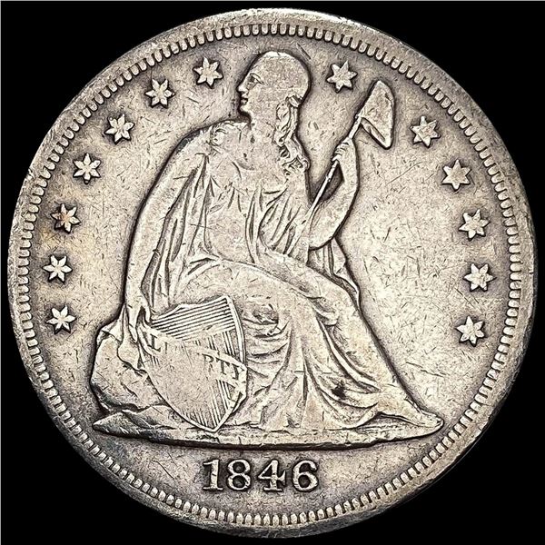 1846-O Silver Seated Liberty Dollar LIGHTLY CIRCULATED