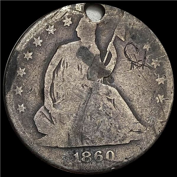 1860-S Silver Half Dollar (holed). NICELY CIRCULATED