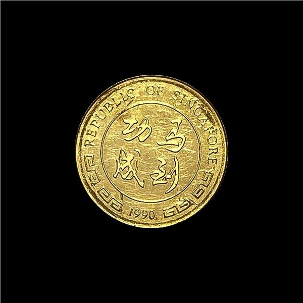 1990 Singapore 1/20 oz Gold $5 Horse UNCIRCULATED