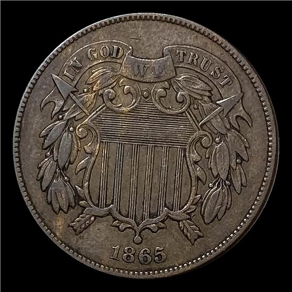 1865 Bronze Two-Cent Piece NEARLY UNCIRCULATED