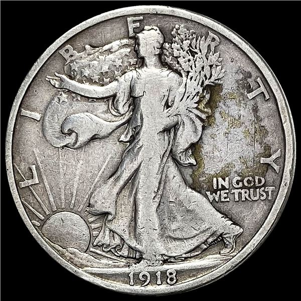 1918-D Silver Walking Liberty Half Dollar NICELY CIRCULATED
