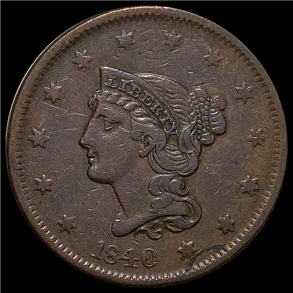 1840 Braided Hair Large Cent LIGHTLY CIRCULATED