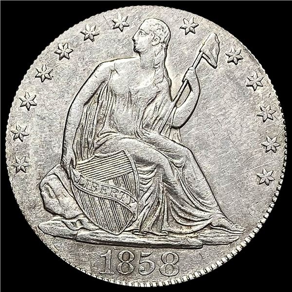 1858-O Silver Half Dollar (Seated Liberty) CLOSELY UNCIRCULATED