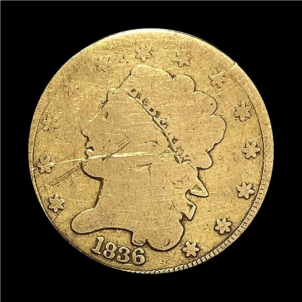 1836 Capped Bust Gold $5 Half Eagle NICE CIRC