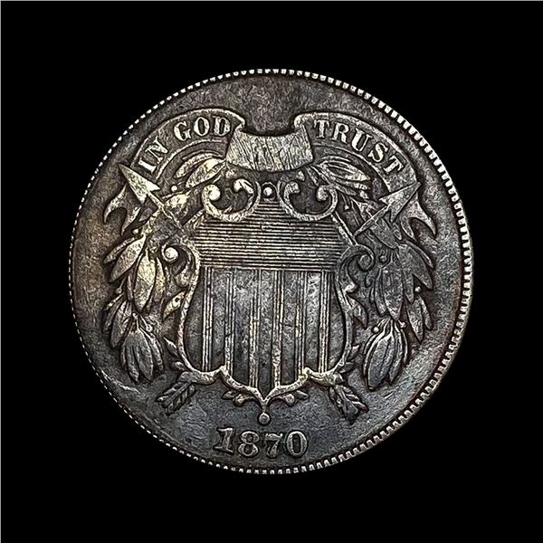 1870 Copper 2-Cent Piece LIGHTLY CIRCULATED