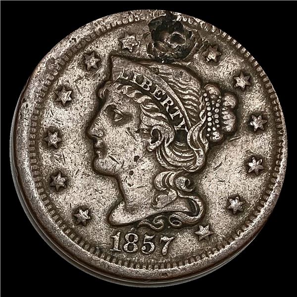 1857 Braided Hair Large Cent NICE CIRC
