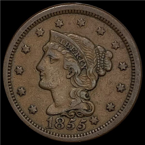 1855 Braided Hair Large Cent NEARLY UNCIRCULATED