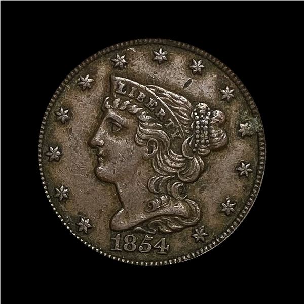 1854 Braided Hair Half Cent CLOSELY UNCIRCULATED