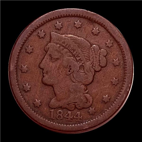 1844 Braided Hair Large Cent NICELY CIRCULATED