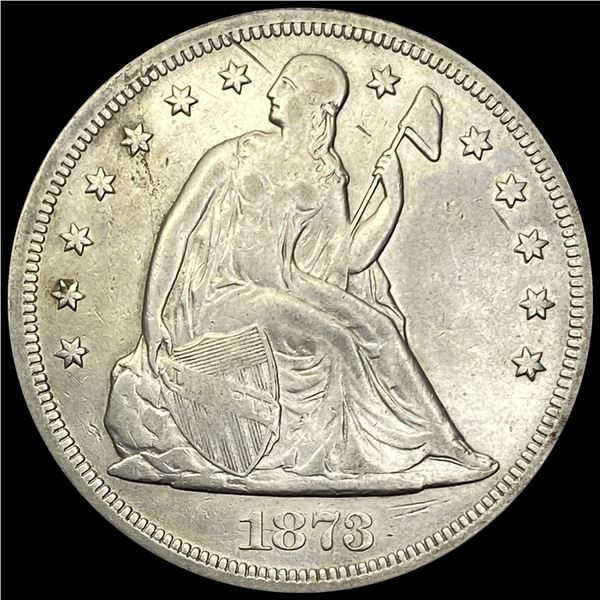 1873 Seated Liberty Silver Dollar NEARLY UNCIRCULATED