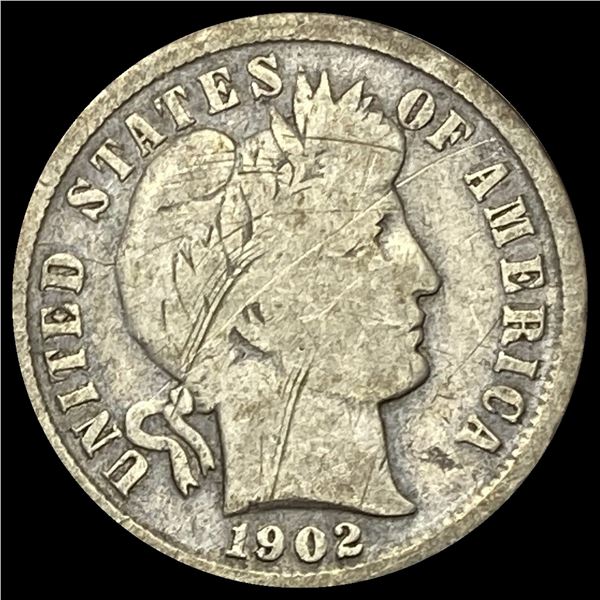 1902-S Silver Barber Dime NICELY CIRCULATED