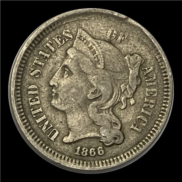 1866 Nickel Three-Cent Piece LIGHTLY CIRCULATED