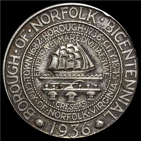 1936 Silver Norfolk Bicentennial Half Dollar UNCIRCULATED