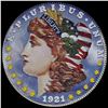 Image 1 : 1921-D colorized Morgan Silver Dollar