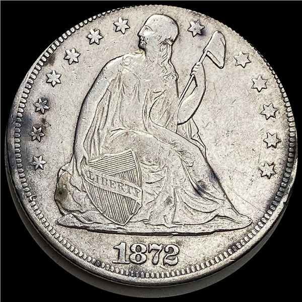 1872 Silver Seated Liberty Dollar NEARLY UNCIRCU