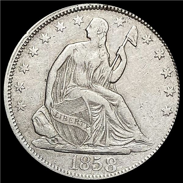 1858 Silver Half Dollar (Seated Liberty) CLOSELY UNCIRCULATED