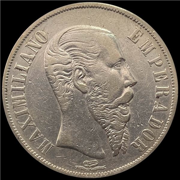 1867-Mo Mexico Silver Peso Maximilian I CLOSELY UNCIRCULATED