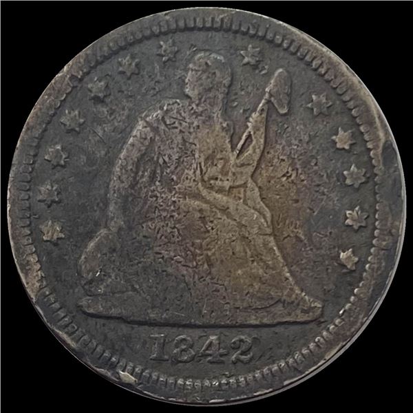 1842-O Seated Liberty Quarter NICELY CIRCULATED