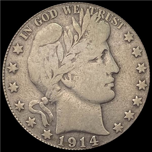 1914-S Silver Barber Half Dollar LIGHTLY CIRCULATED
