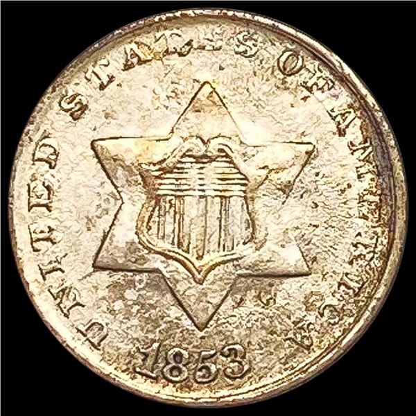 1853 Silver Three Cent CLOSELY UNCIRCULATED