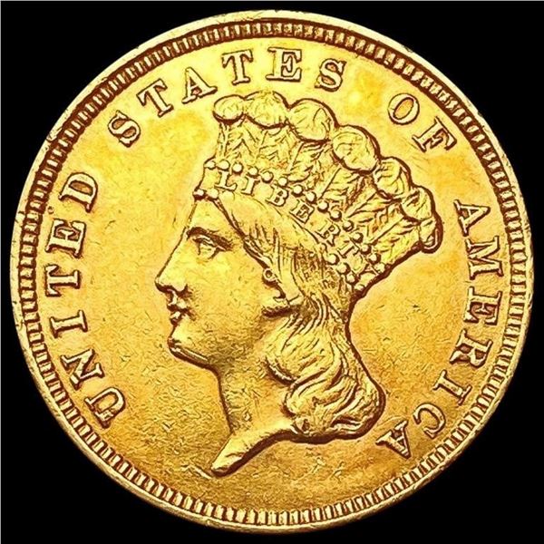 1854 $3 Gold Piece CLOSELY UNCIRCULATED