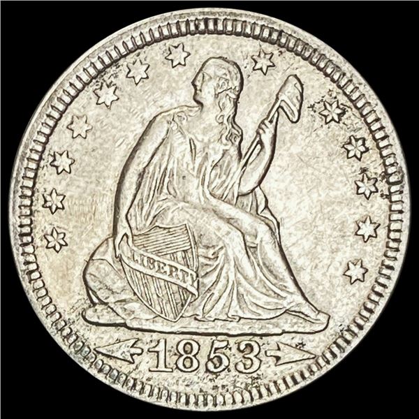 1853 Arrows and Rays Seated Liberty Quar UNCIRCULA UNCIRCULATED