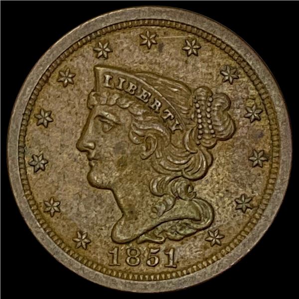 1851 Braided Hair Half Cent CHOICE AU CHOICE AU