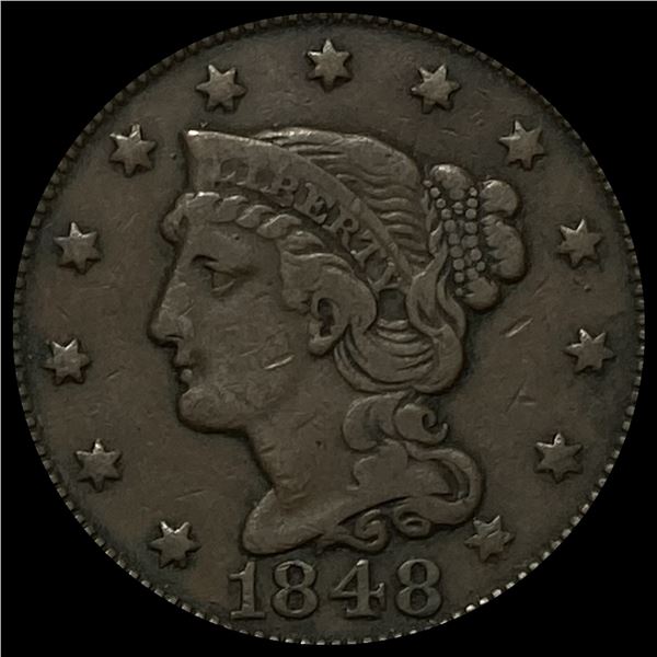 1848 Braided Hair Large Cent LIGHTLY CIRCULATED