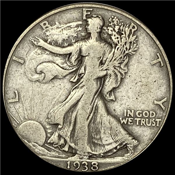 1938-D Silver Half Dollar Walking Liberty LIGHTLY CIRCULATED