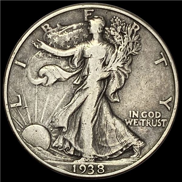 1938-D Silver Walking Liberty Half Dollar LIGHTLY CIRCULATED
