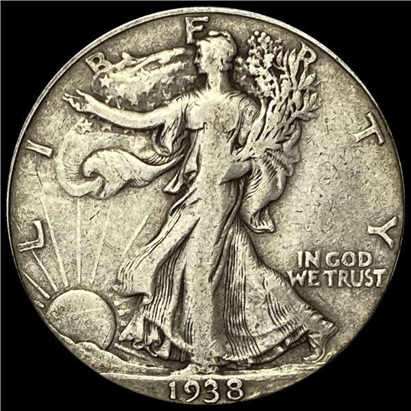 1938-D Silver Half Dollar Walking Liberty LIGHTLY CIRCULATED