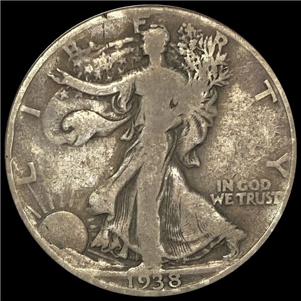1938-D Silver Half Dollar Walking Liberty LIGHTLY CIRCULATED