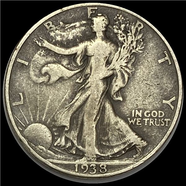 1938-D Silver Half Dollar Walking Liberty LIGHTLY CIRCULATED